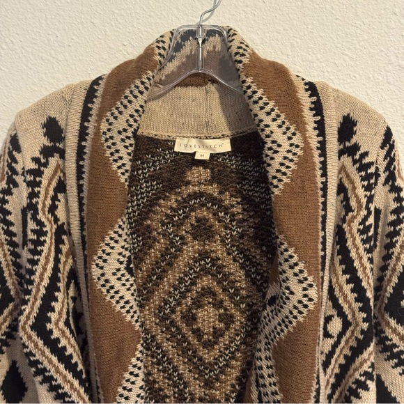 Lovestitch Tribal Boho Cardigan - Black Brown Beige Open Front Mohair Blend M - Picture 5 of 14